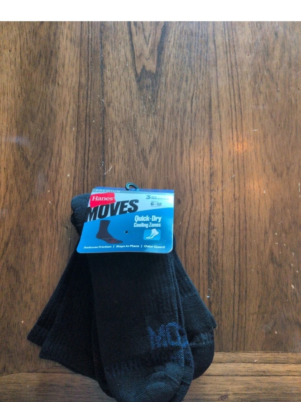 NEW 3 PAIR PACK MENS HANES MOVES QUICK DRY COOLING ZONE MID CREW SOCKS LARGE